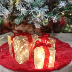 3pc Battery Operated Warm LED Light Gift Set Center Piece